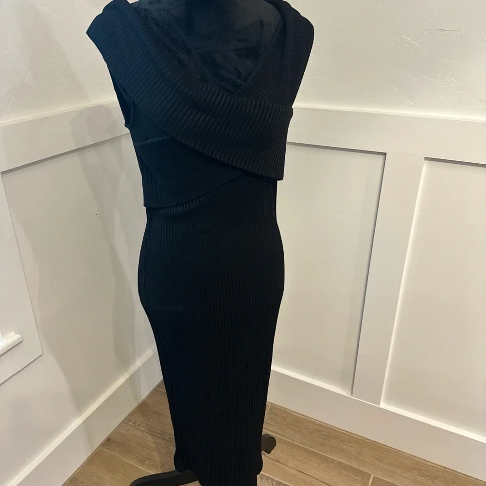 Michael Kors Textured Black Midi‎ Dress